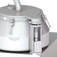 Opening the lid of the container with an air balloon