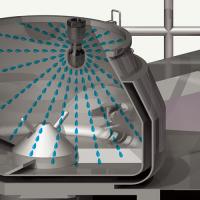 The rack and nozzles of the washing system are in place